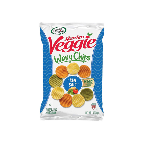 24 bolsas de chips vegetales de jardín Sensible Portions, sal marina
