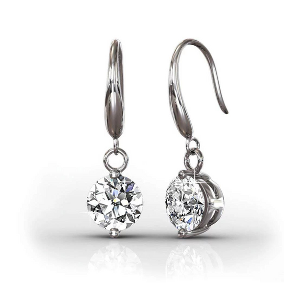 Pendientes Colgantes De Oro Blanco De 18k Con Cristales Swarovski