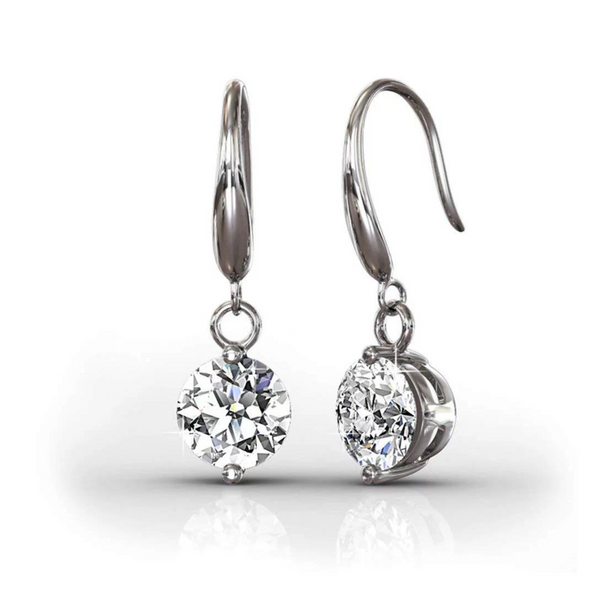 18k White Gold Dangling Earrings With Swarovski Crystals