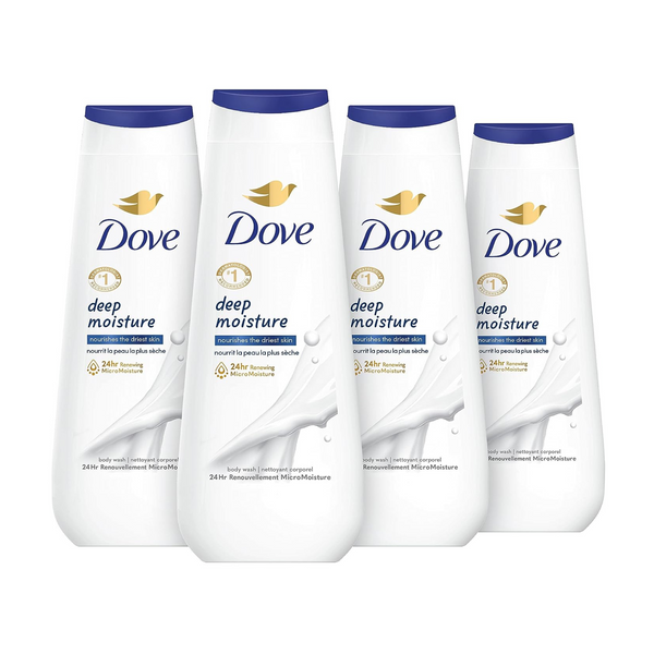4 botellas de jabón corporal Dove de humedad profunda