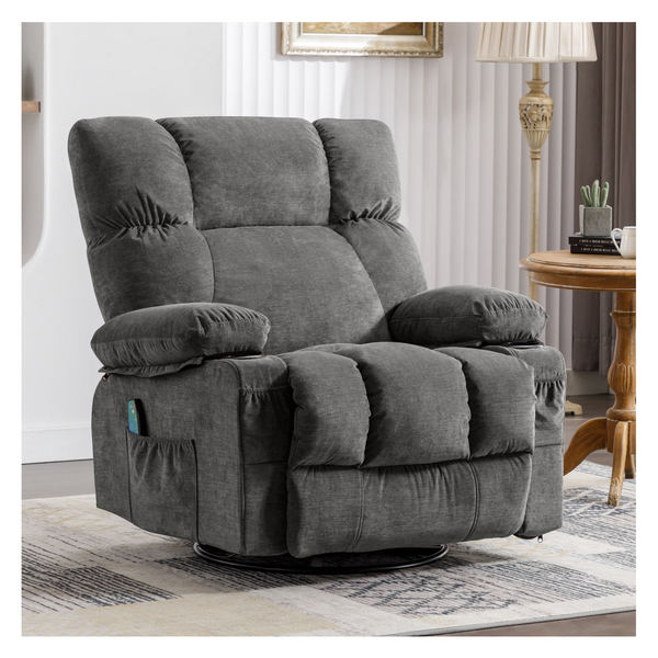 Sillón reclinable mecedor con masaje por vibración y calor (3 colores)