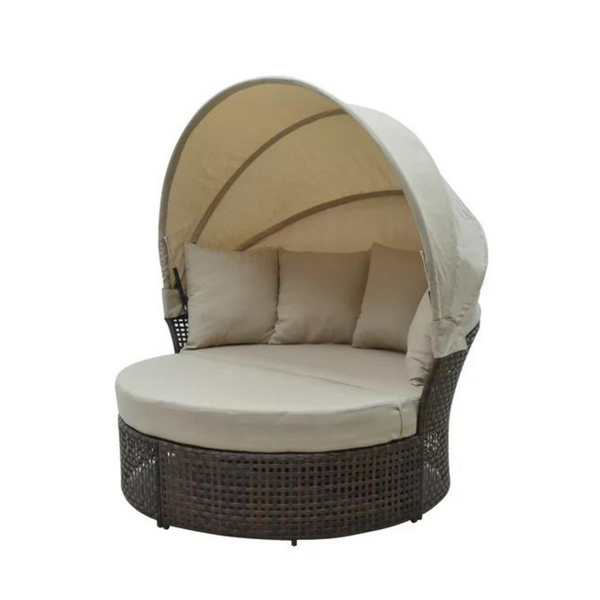 Sofá cama de exterior de 2 piezas con dosel retráctil (2 colores)
