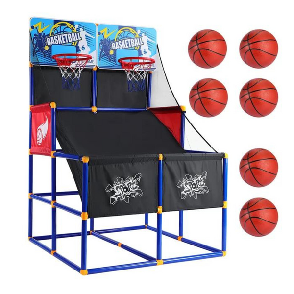 Juego arcade de aro de baloncesto con 6 bolas