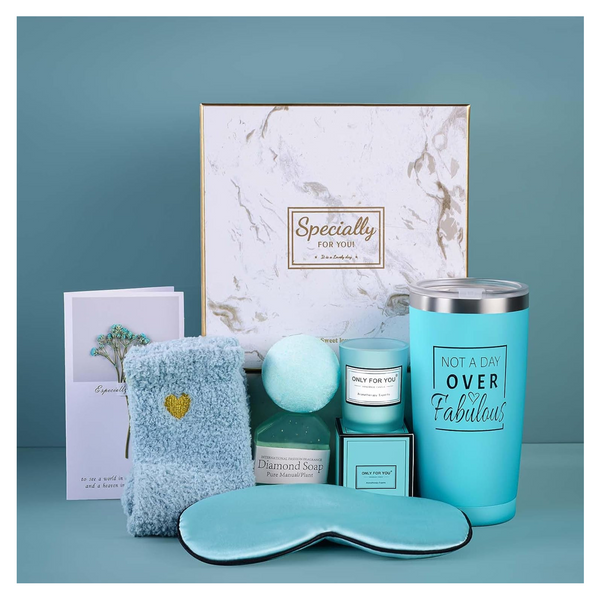 7 Piece Care Package Bath Set with 20 oz Tumbler And Socks
