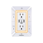 6 Outlet and 3 USB Charging Port With Night Light And Surge Protector