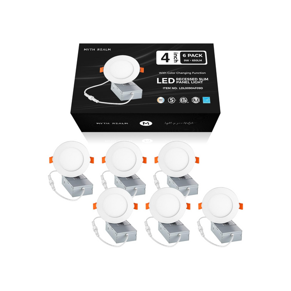 6 Pack Ultra-Thin LED Recessed Ceiling Light with Junction Box