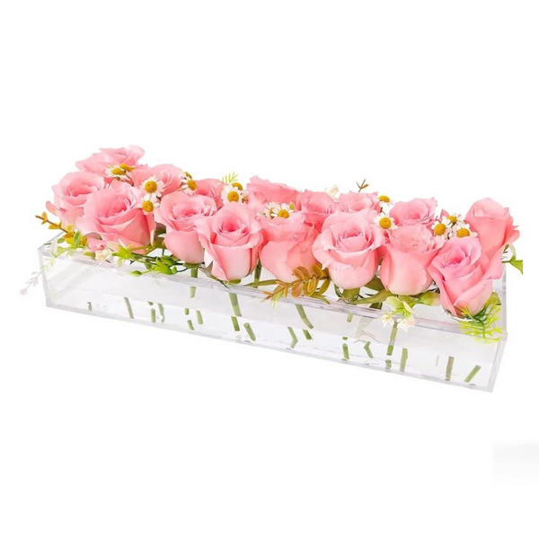 Rectangular Clear Acrylic Flower Vase