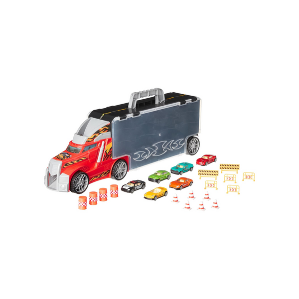 Toy Car Carrier Truck With 6 Cars And 16 Accessories