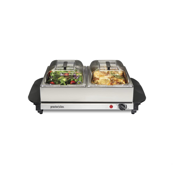 Proctor Silex Buffet Server &amp; Food Warmer con dos platos de frotamiento de 2,5 cuartos