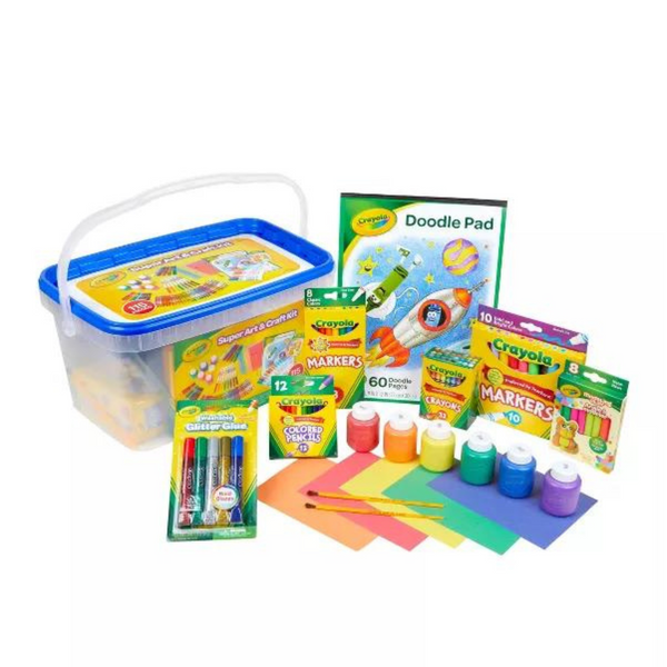 Súper kit de manualidades y arte para niños Crayola de 115 piezas