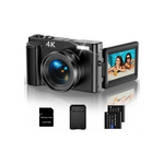 Cámara digital 4K con tarjeta SD y 2 baterías