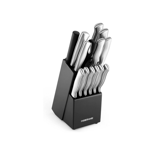 Farberware 15-Piece Stainless Steel Kitchen Knife Set with Wood Block