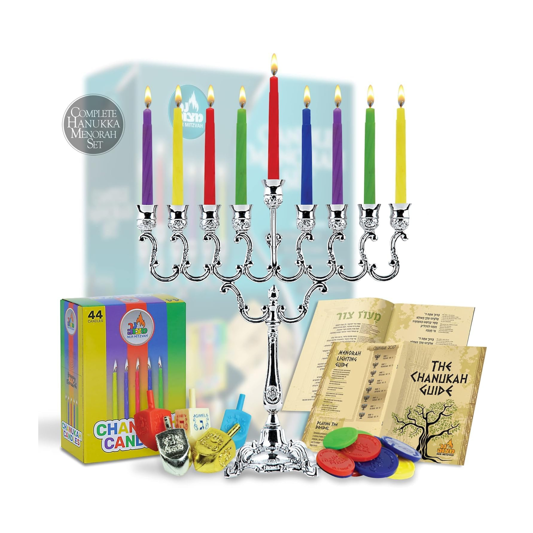 Ner Mitzvah Hanukkah Menorah Complete Set