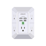 Protector contra sobretensiones de 5 salidas con 4 puertos de carga USB