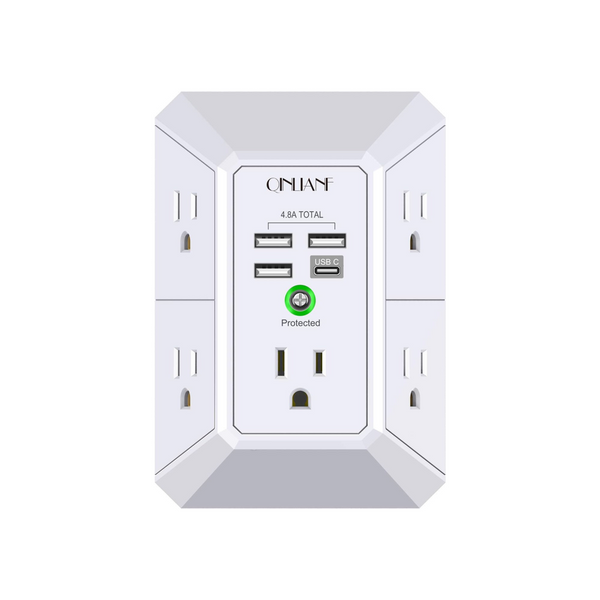 5-Outlet Surge Protector With 4 USB Charging Ports