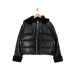 Rebecca Minkoff Faux Leather Puffer Jacket with Faux Fur Lining