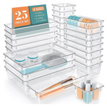 25 Clear Plastic Drawer Organizer Bins