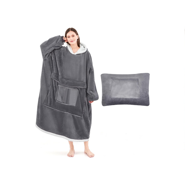 Sudadera con capucha tipo manta usable de gran tamaño