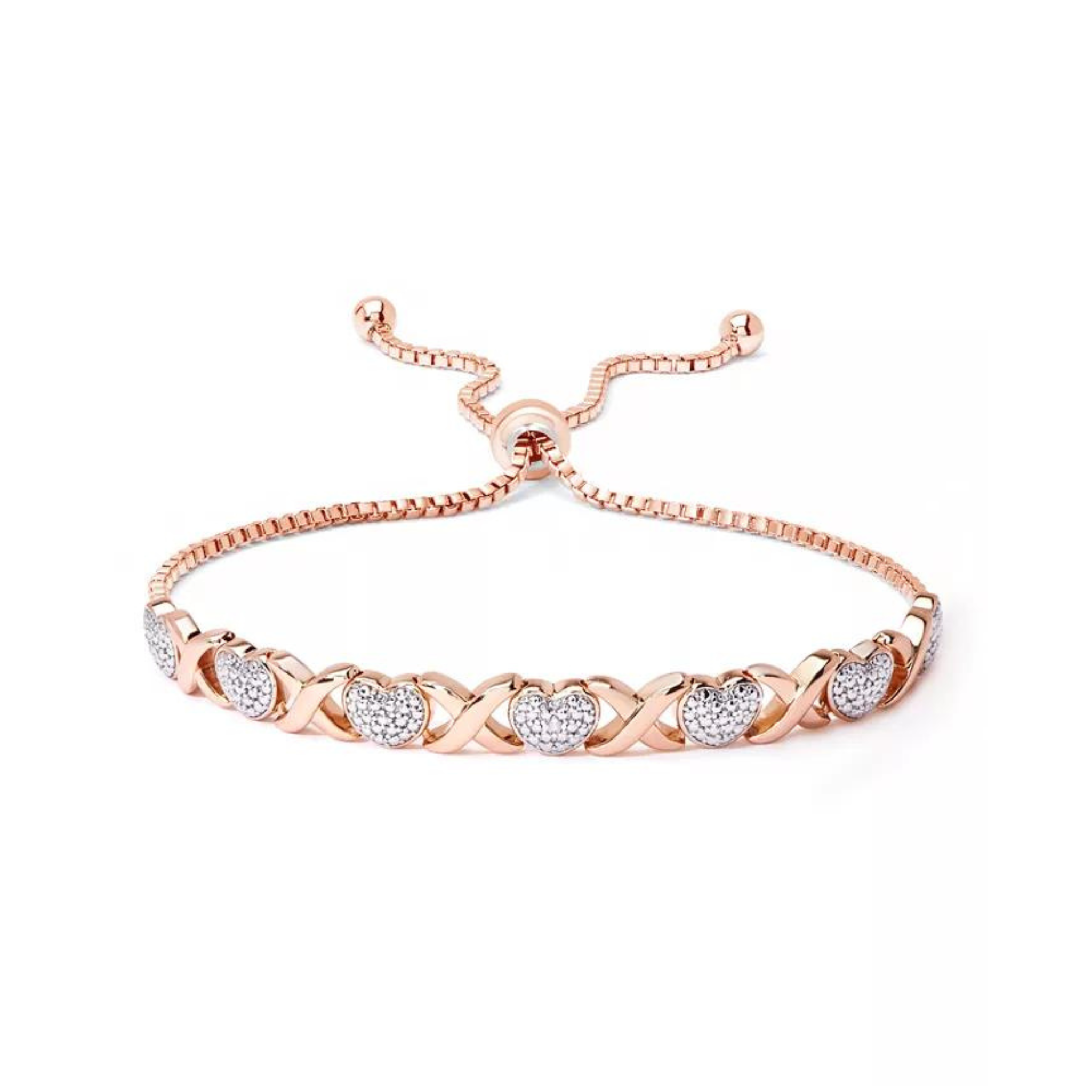 Diamond Accent Heart X Link Bracelet