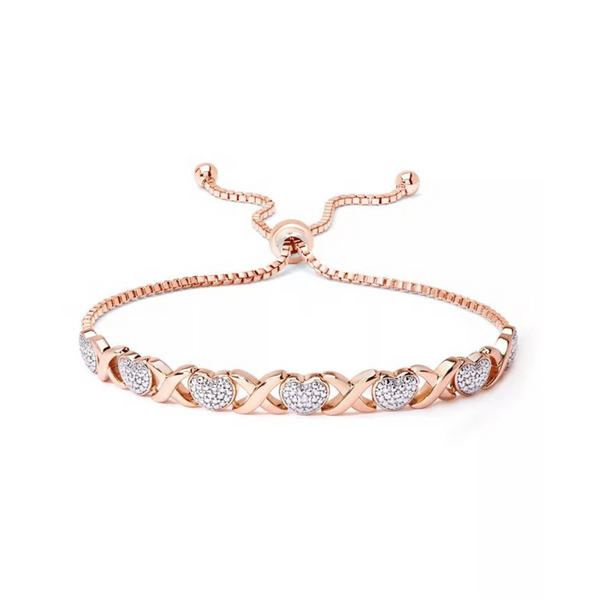 Diamond Accent Heart X Link Bracelet