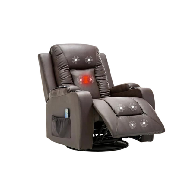 Leather Rocking Recliner with Heated Massage (2 Colors)