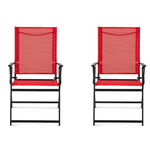 2 Outdoor Patio Steel Sling Folding Chairs