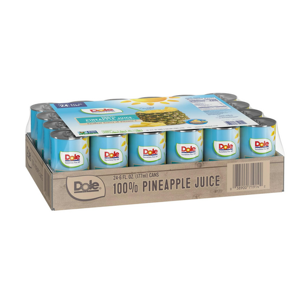 24 Cans Of Dole All Natural 100% Pineapple Juice