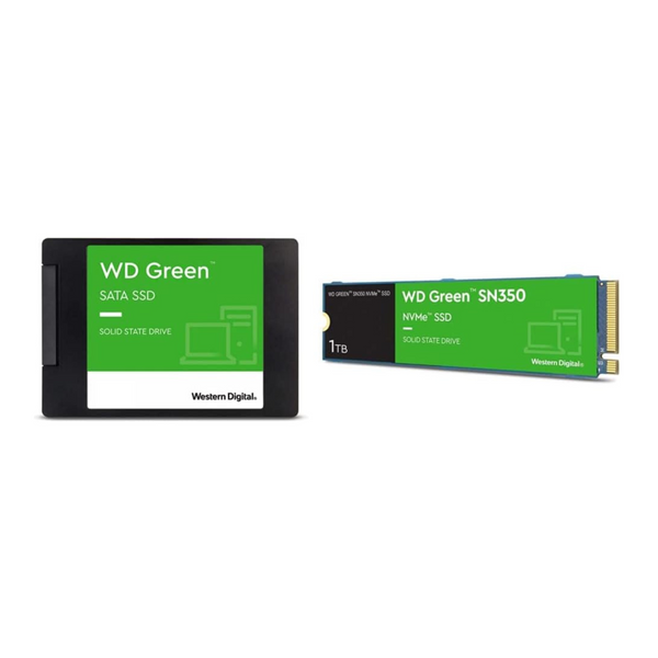 Paquete de SSD interno Western Digital WD Green de 1 TB + SSD interno WD Green SN350 NVMe de 1 TB