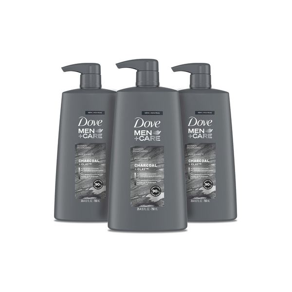 3 Bottles Of Dove Men+Care Shampoo Charcoal + Clay