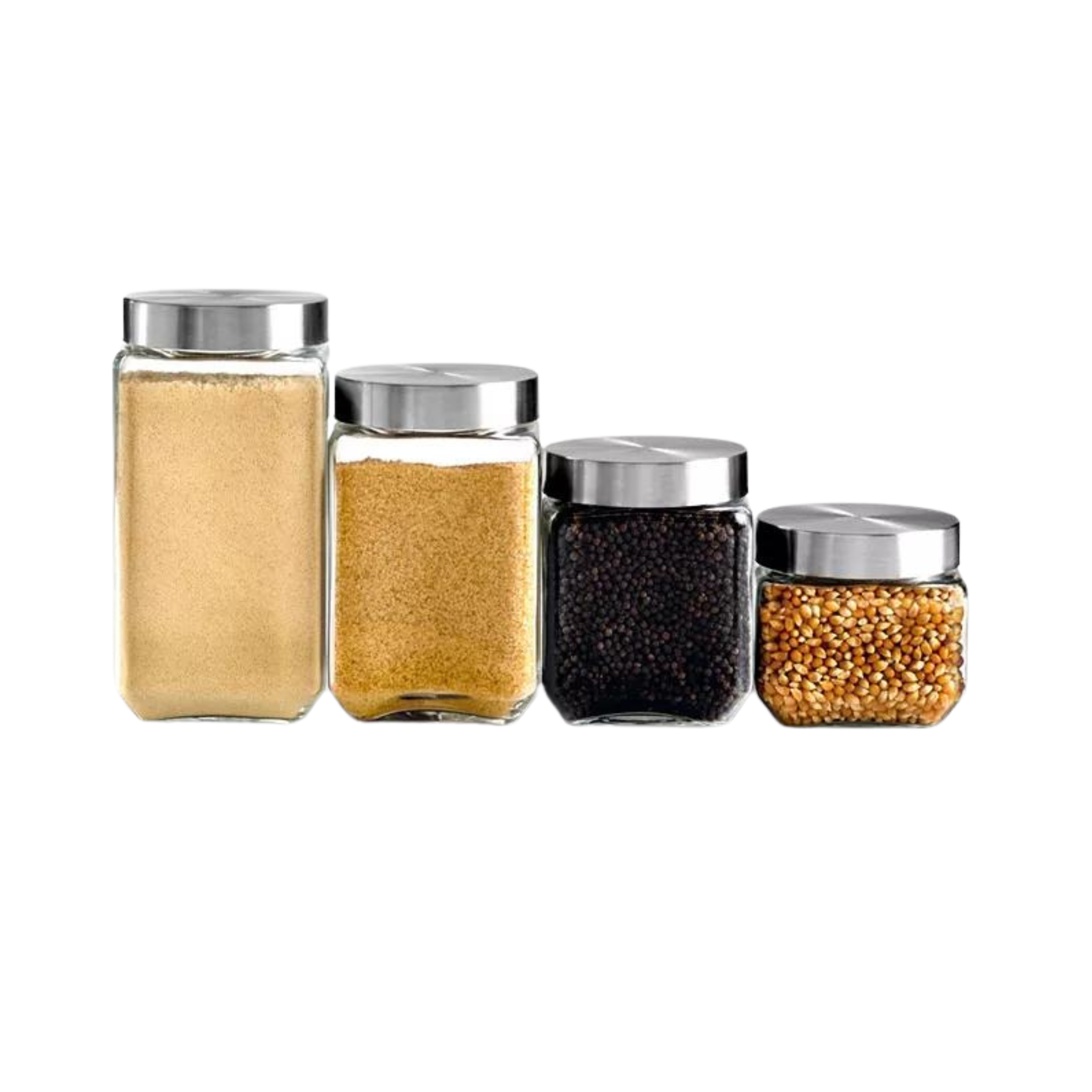 8 Airtight Glass Canister Set with Stainless Steel Lid