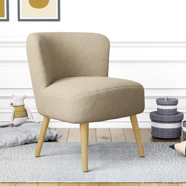 DHP Easton Boucle Kids Accent Chair with Wooden Legs