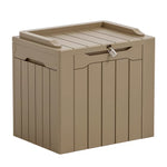 Caja de cubierta de resina para exteriores de 32 galones con asiento