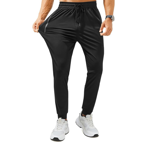 Men's Lightweight Athletic Casual Joggers with Zipper Pockets