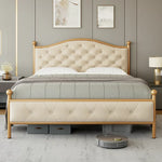 Bed with Button Tufted Upholstered Headboard (2 Colors)