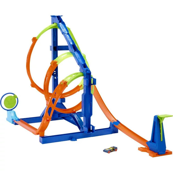 Hot Wheels Action Sacacorchos Triple Loop Track Set con 1 coche de juguete