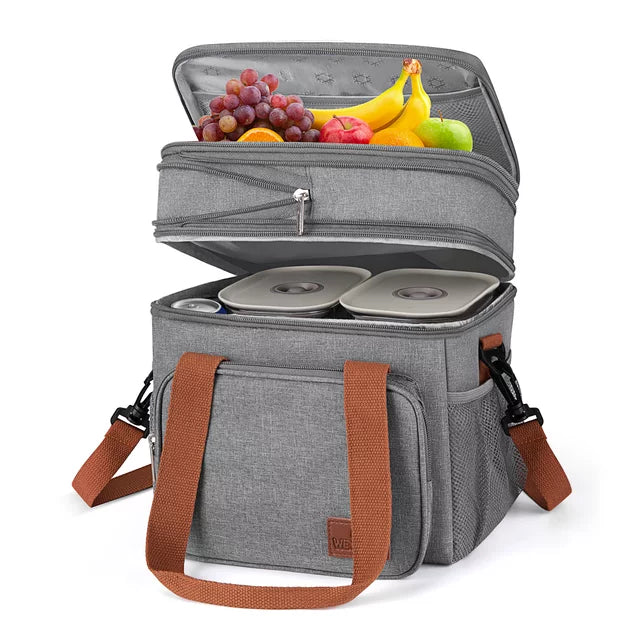 Insulated Expandable Double Deck Lunch Tote Bag (5 Colors)