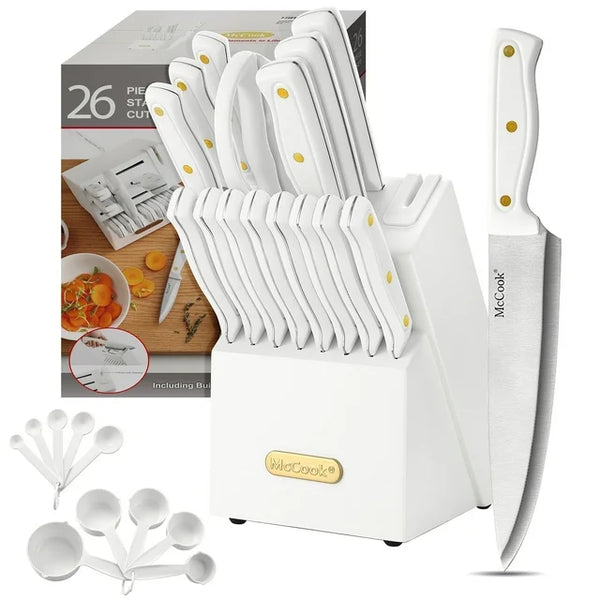 26 Piece Kitchen Knife Set With Block