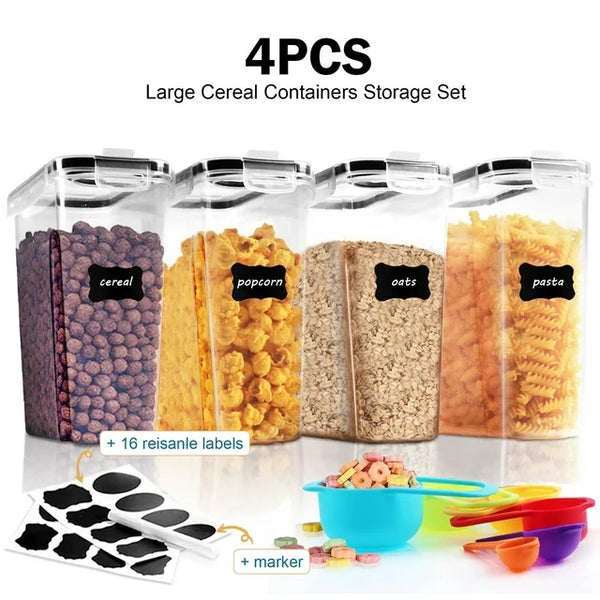 4 Airtight Large Cereal Containers
