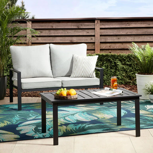 Juego de mesa y sofá Loveseat de 2 piezas para exteriores