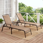 2 Reclining Steel Outdoor Chaise Lounges
