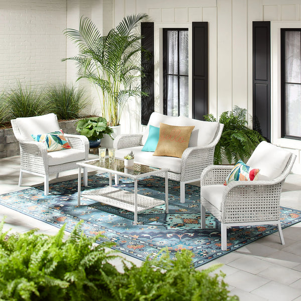 Tuscany 4-Piece Wicker and Steel Outdoor Conversation Set