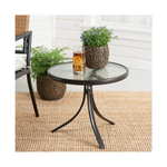 Mainstays Round Glass Outdoor Side Table (20"D x 17.5"H, Dark Brown Finish)