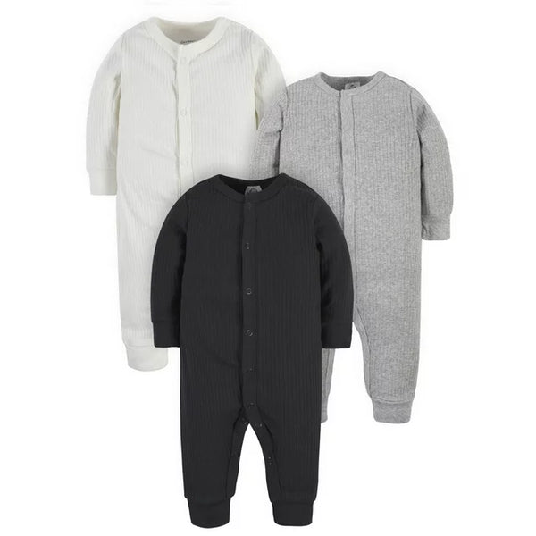 Paquete de 3 monos lisos de canalé para bebé Gerber (2 colores)
