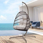 Wicker Brown Hanging Egg Chair With Stand