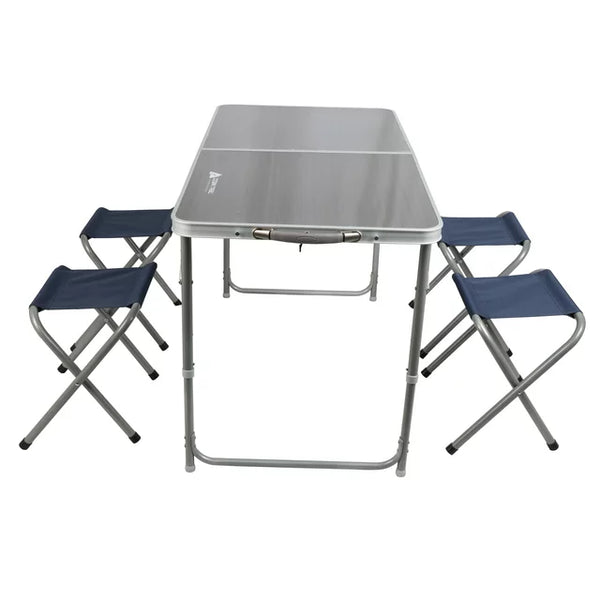 Aluminum Folding Camp Table Set With Stools