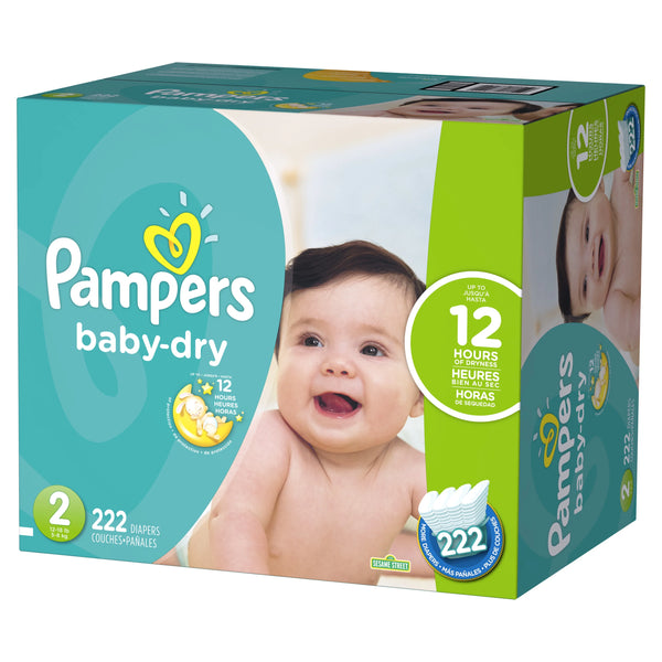 Paquete de 222 pañales Pampers talla 2