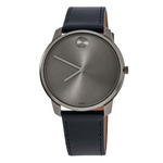Movado Bold Thin Grey Dial Blue Leather Strap Men's Watch