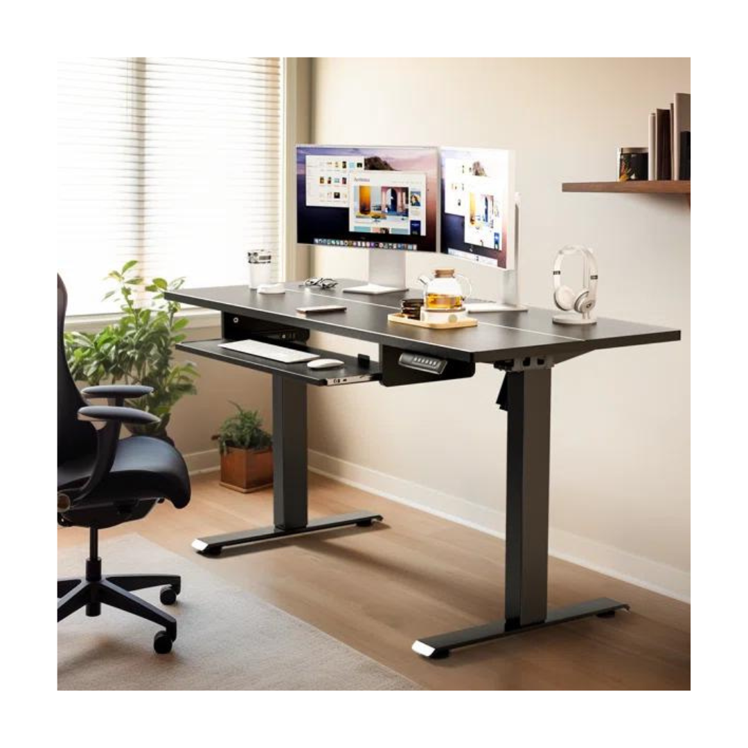Height Adjustable Wood Standing Desk with Keyboard Tray