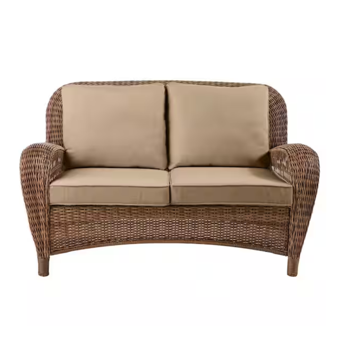 Outdoor Wicker Patio Loveseat with Cushions