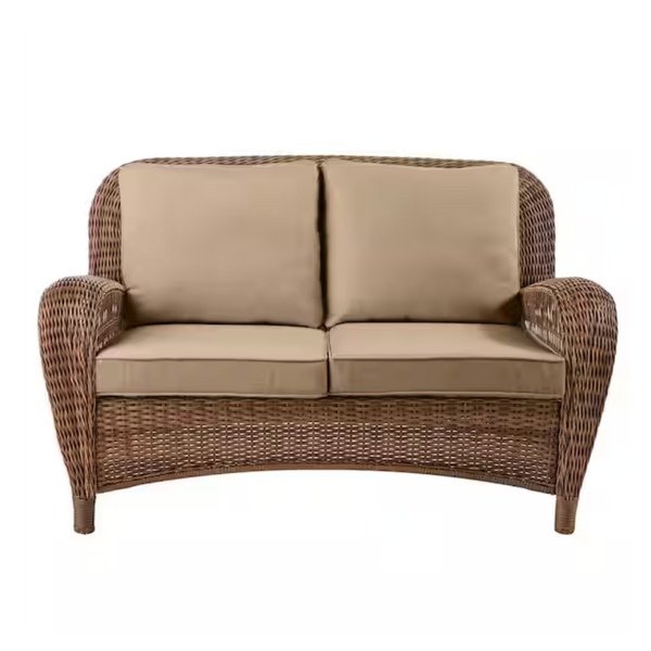 Outdoor Wicker Patio Loveseat with Cushions